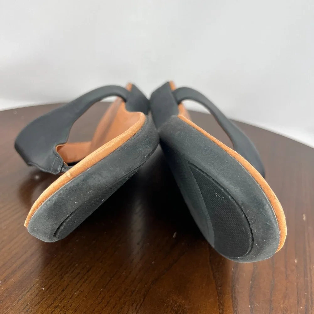 Fitflop Banda Sandal Women's 9 Black Leather Comfort Thong Flip Flop M20-001‎